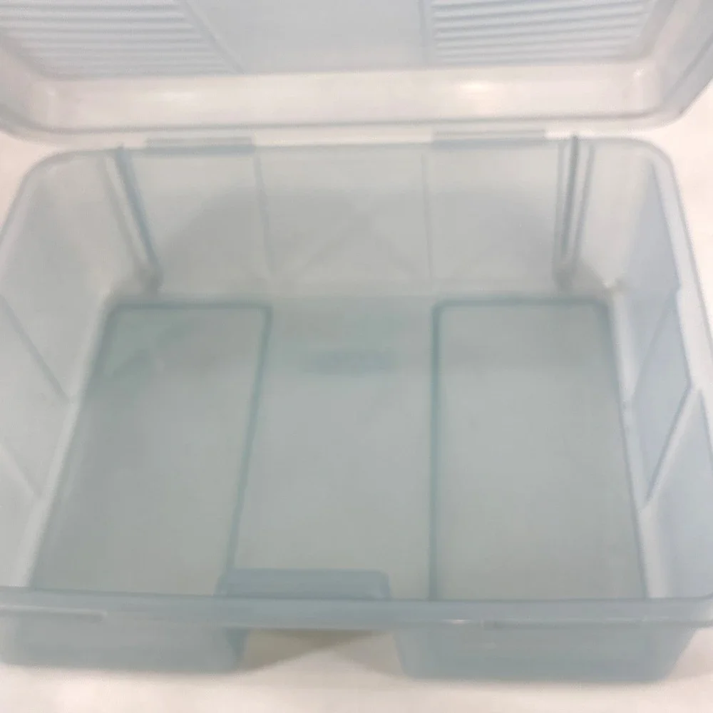 Rubbermaid Keeper Clear Blue Plastic Snap Case Hinged Storage Container 2283
